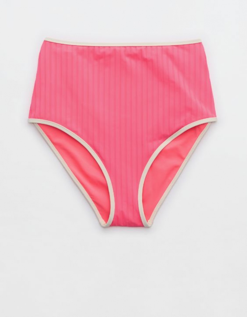 Aerie Wide Rib High Waisted Bikini Bottom Coral / Orange | VDO-823497