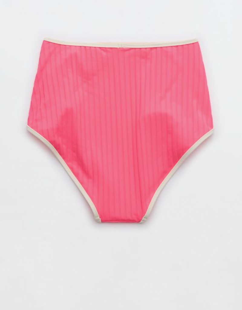 Aerie Wide Rib High Waisted Bikini Bottom Coral / Orange | VDO-823497