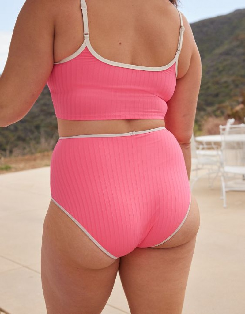 Aerie Wide Rib High Waisted Bikini Bottom Coral / Orange | VDO-823497