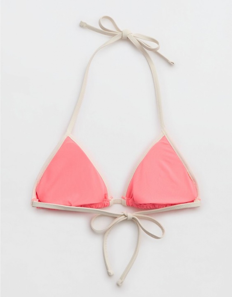 Aerie Wide Rib String Triangle Bikini Top Coral / Orange | CLS-065319