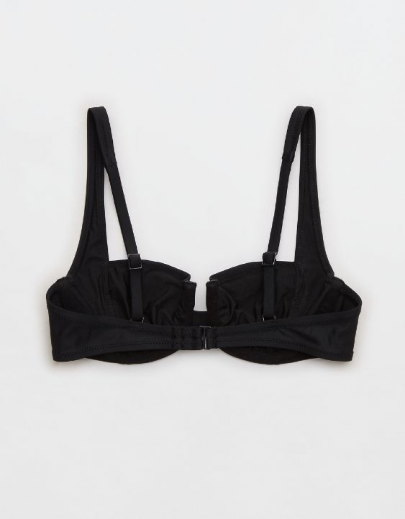 Aerie Wide Strap Unlined Underwire Bikini Top Black | POX-570648