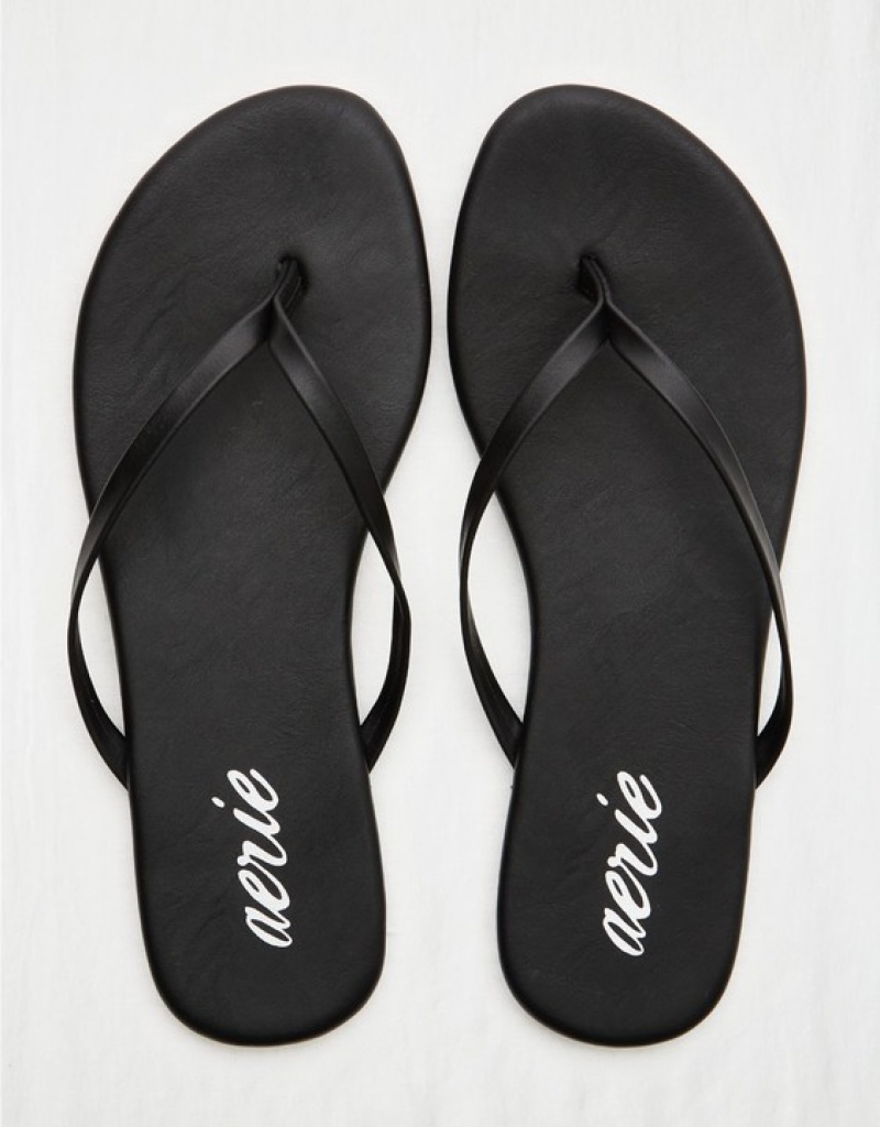 Aerie Woven Platform Flip Flops Black | IOW-019643