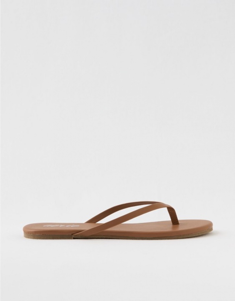 Aerie Woven Platform Flip Flops Brown | IMV-641328