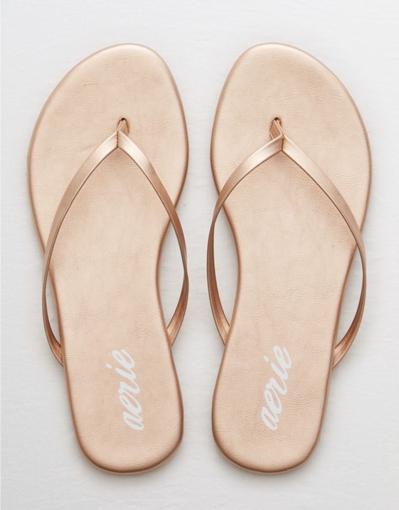 Aerie Woven Platform Flip Flops Rose / Gold | RME-693587