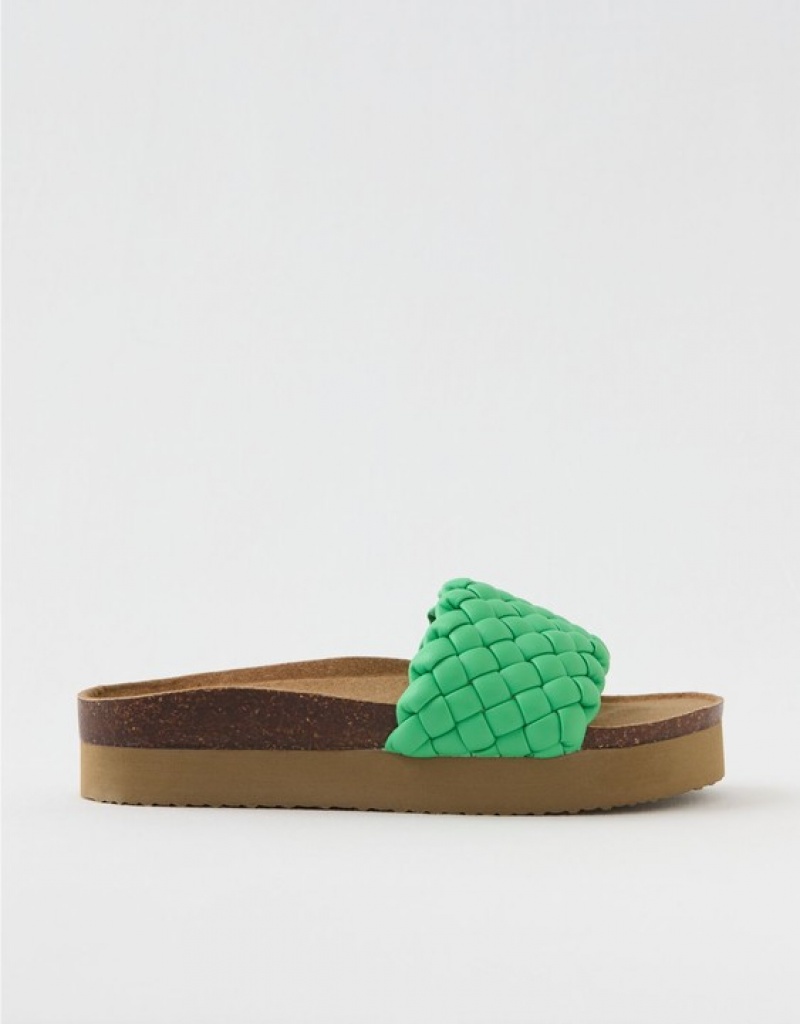 Aerie Woven Platform Sandals Green | VUW-856190